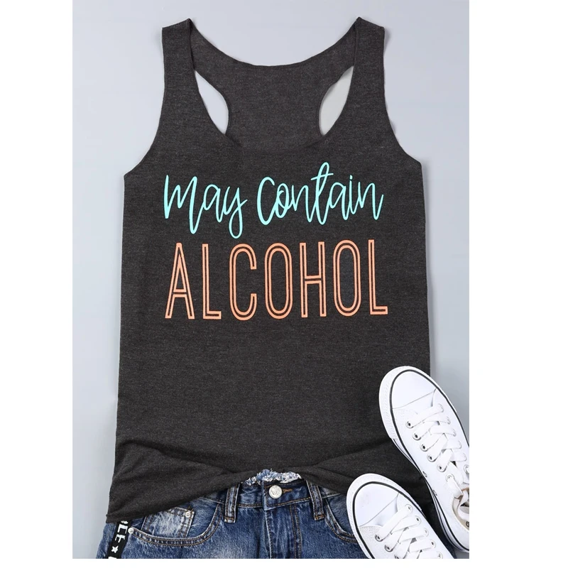 

Women's sleeveless t-shirt May Contain Alcohol Tank Top, Black