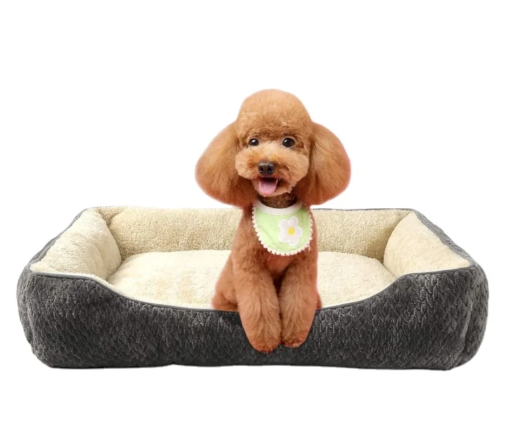 

Amazon Hot Sale New Style Rectangle Pet Sofa Soft Sleeping Dog Bed Orthopedic, Beige, brown, grey
