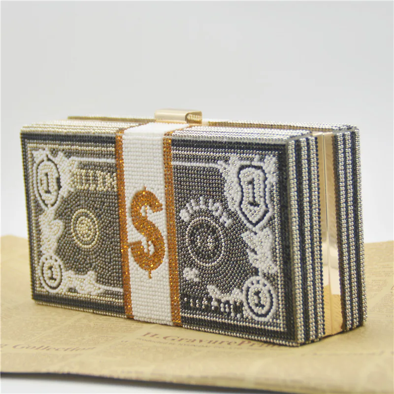 
Manufacturer new design money bag purse rhinestone beaded billion handbag party evening clutch ladies 2020 