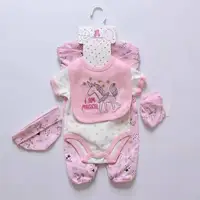 

5 pcs newborn set baby outfit gift romper jumpsuit bodyjump bib wholesale kids clothes bouqieus 100 % cotton boutiques