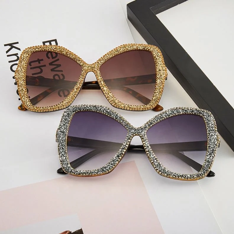 

Wholesale Shiny Rhinestone Big Frame Sunglasses Ladies Trendy Glasses, Colors