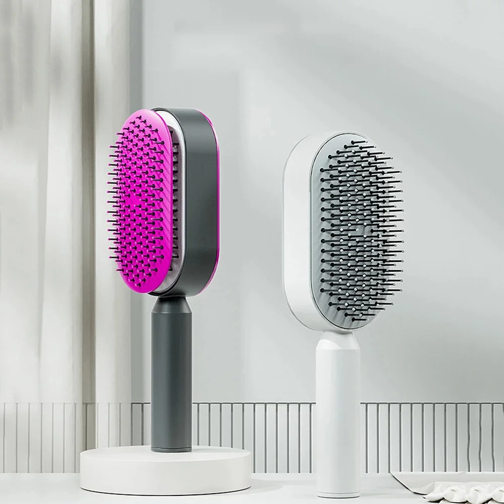 

One Click Hair Self Cleaning Remove Hair Brush Men Women Paddle Scalp Massage Comb Anti- Static Detangler Hair Comb Your Label