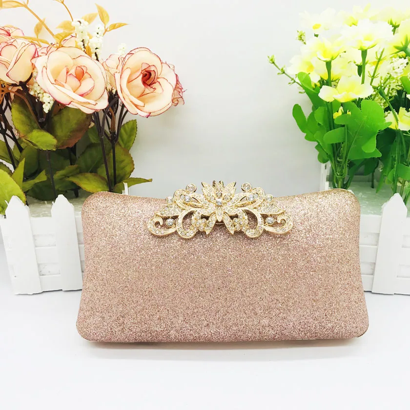 

Wholesale Frosted Rhinestone PU Metal Fancy Hardware Rhinestone Clutch Wedding Evening Bag