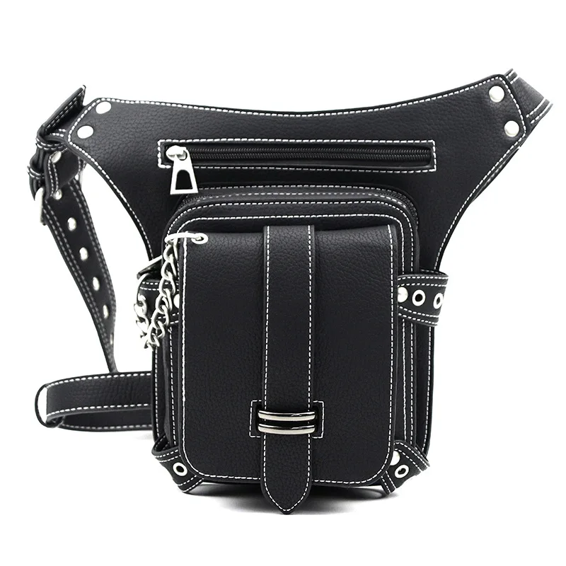 

Well-made Simple Motorcycles Retro Punk Durable Black Belt Leg Waist Crossbody Bag
