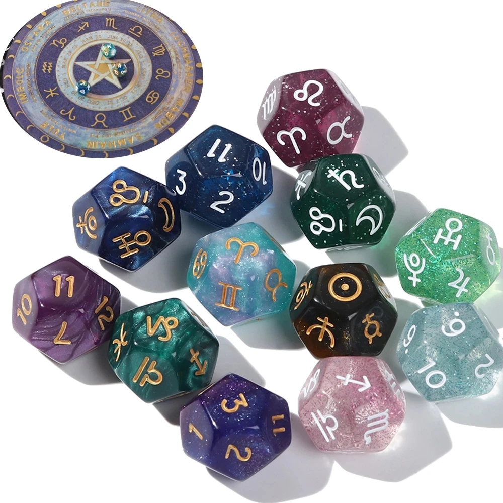 

3Pcs/Set Creative Dice 12-Sided Astrology Zodiac Signs Board Game Tarot Constellation Divination Dice