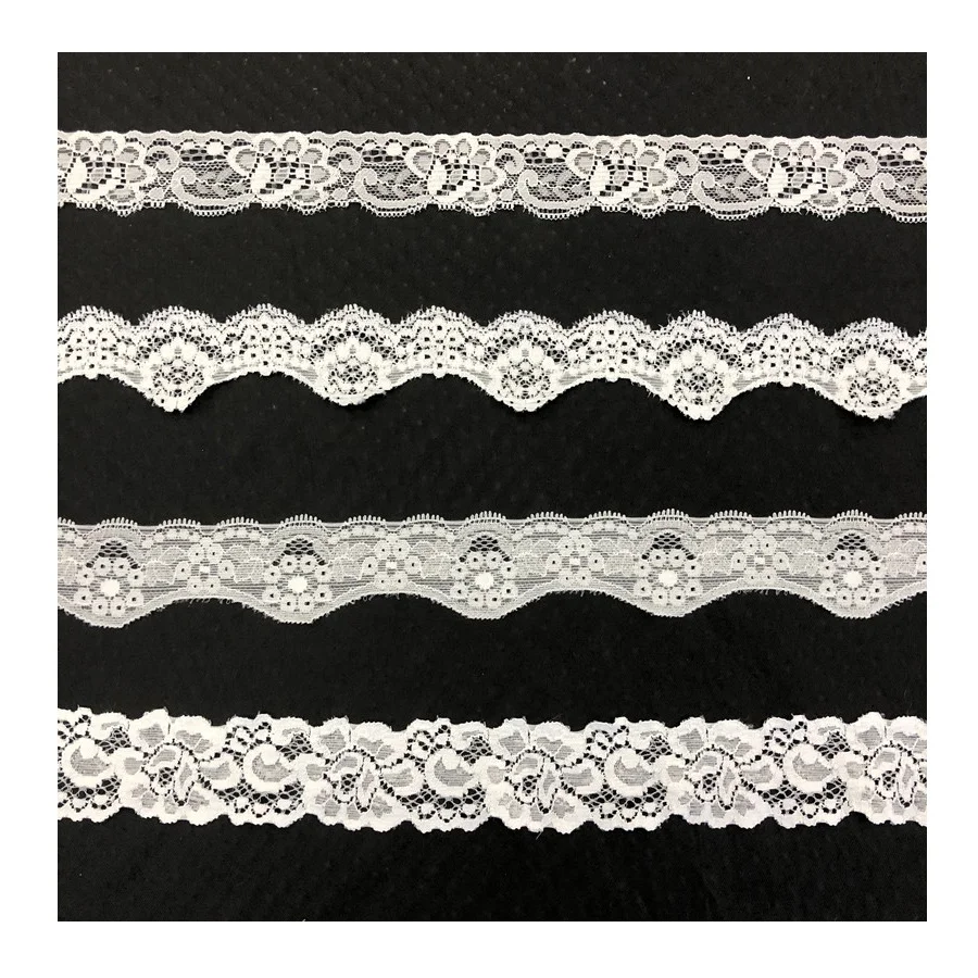 

African Stretch Voile Lace Trim Band French Bridal Guipure Lace Trimming for lingerie, White