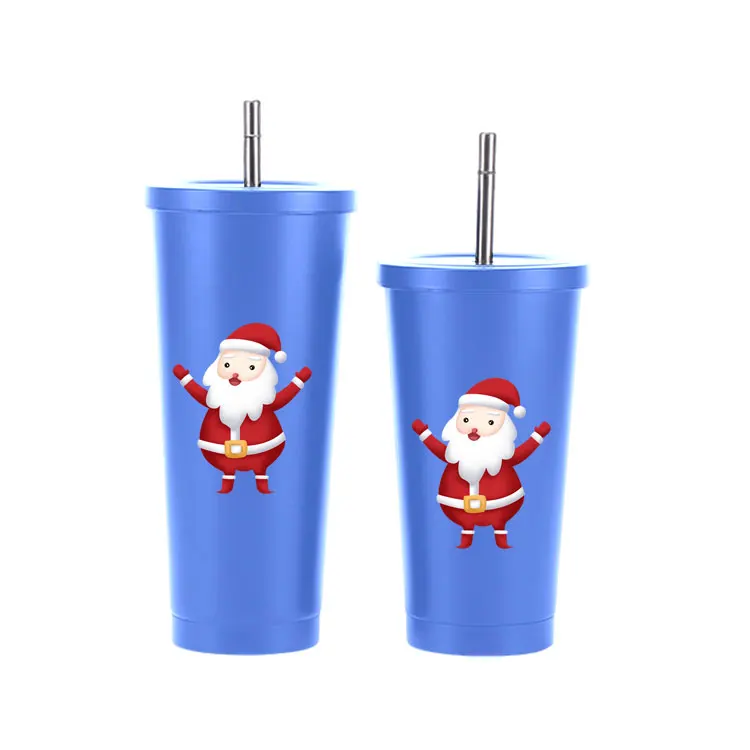 

Free Sample Christmas Pattern 20oz 30oz Sublimation Skinny Beer Tumbler Double Wall Stainless Steel Cup with Straw and Lid, Customized color
