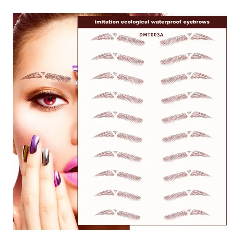 

Improved Brown Fake Eyebrows 4D Tattoo sticker with Real Hair Popular Eyebrow Shapes,Suitable Size, Black