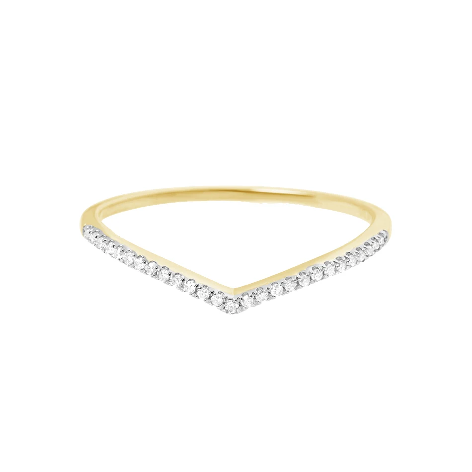 

trendy jewelry high polish 18k gold plated fashion 925 sterling silver dainty stacking rings pave diamond V band ring