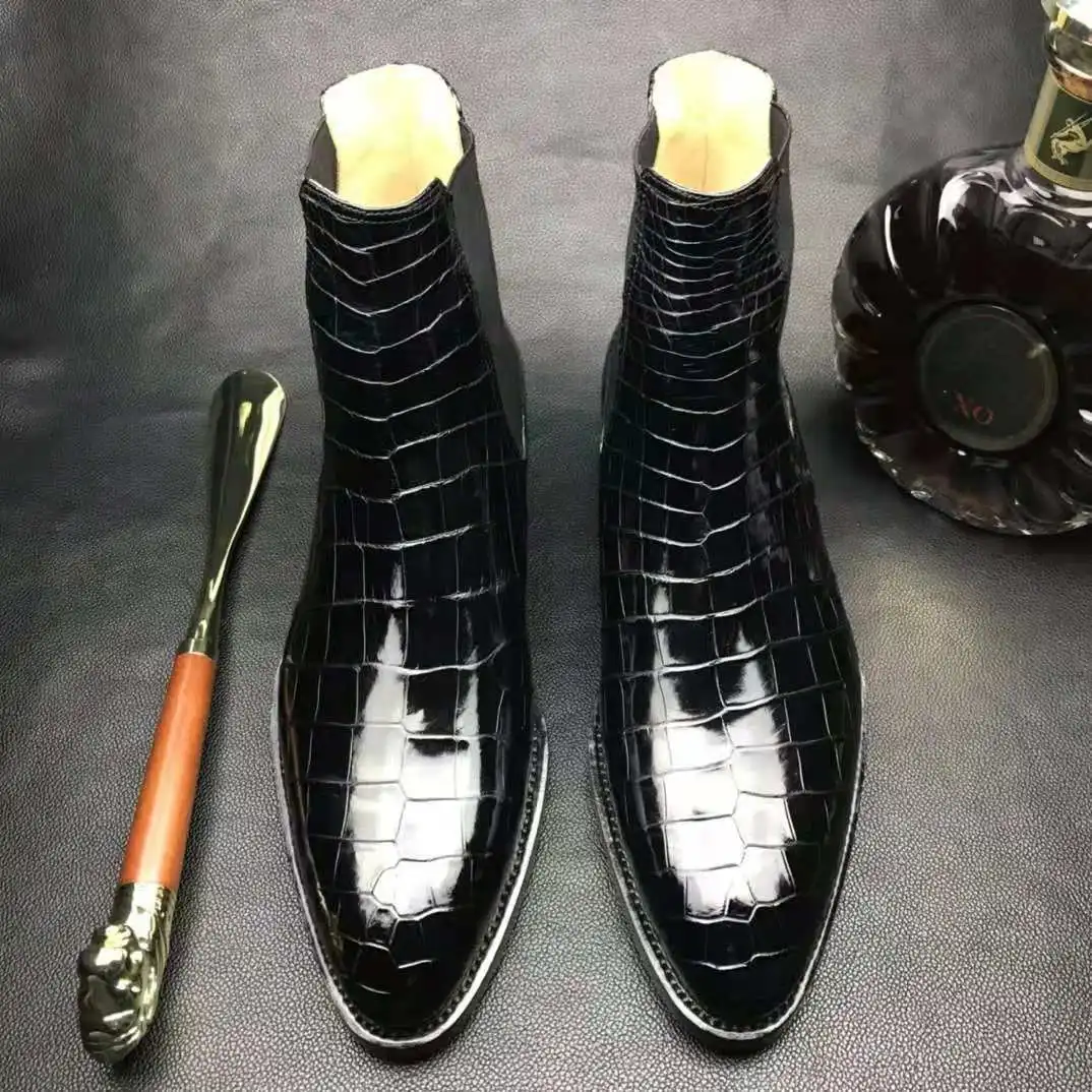 

New Designer Men's Formal shoes crocodile genuine men leather Boots High Quality Ankle dress boots for Men Shoes