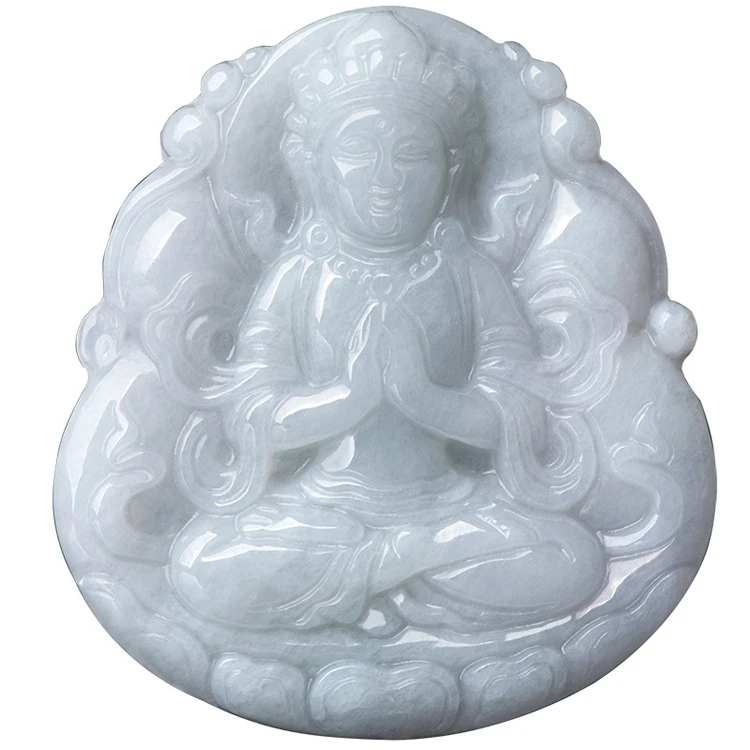 

Certified Grade A Natural Burma Jadeite Jade Guanyin White Tara Buddha Pendant Ice Jade Pendant Myanmar Jade Wholesale 15