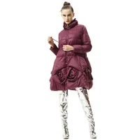 

High quality downjacket with flowers and light down jacket womens