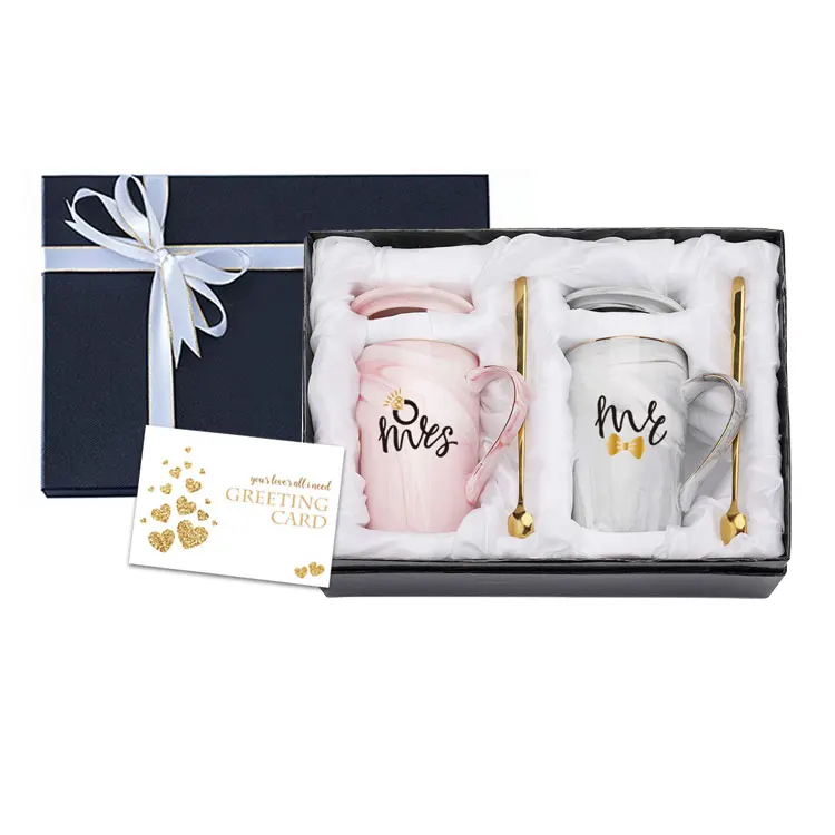 

Mr and Mrs Mugs Couple Unique egg shaped Wedding Gifts Bride and Groom Marble Coffee Cups Set