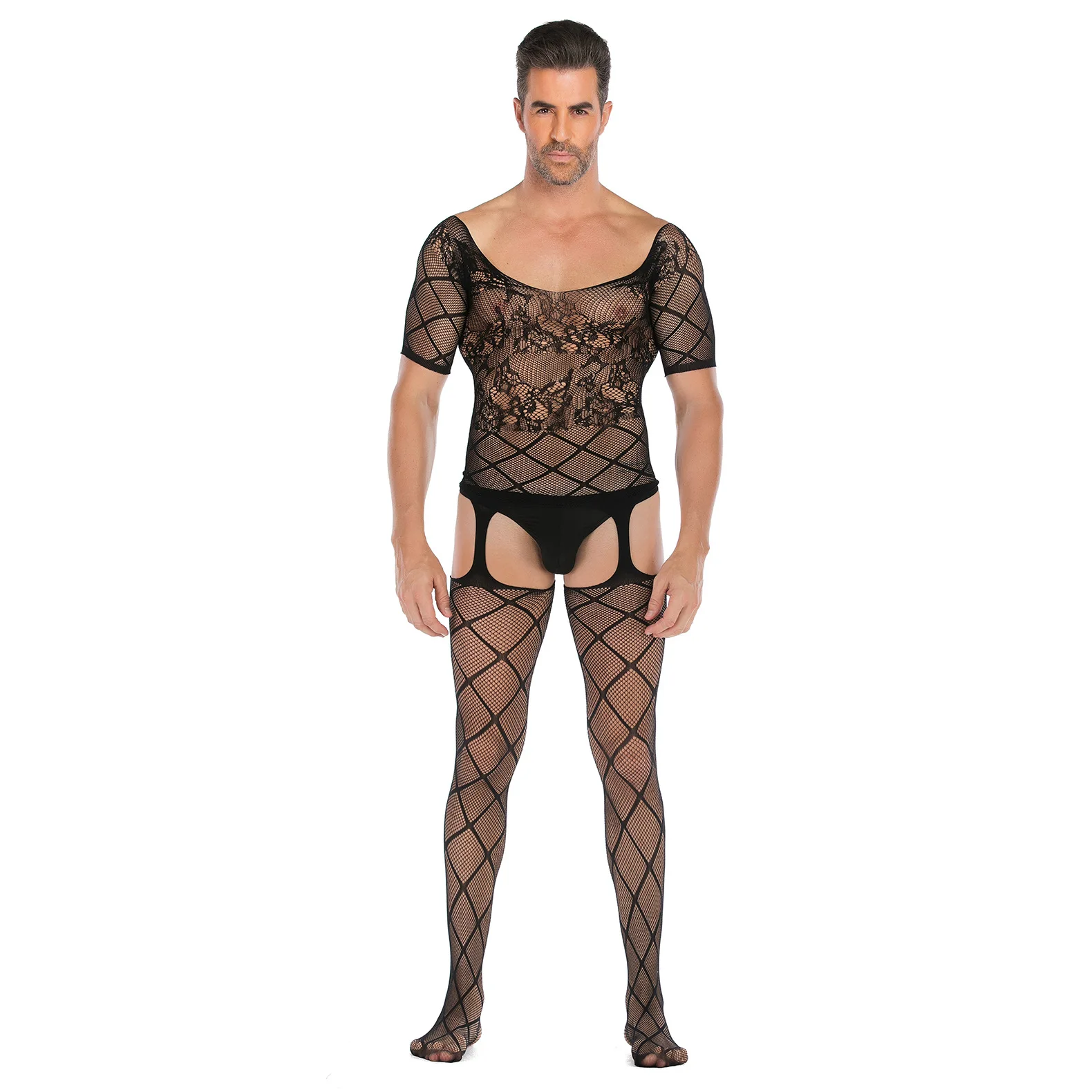 

New multi-style men's XL sexy underwear open file one-piece sexy net clothes uniform temptation clothing nightclub sexy suit