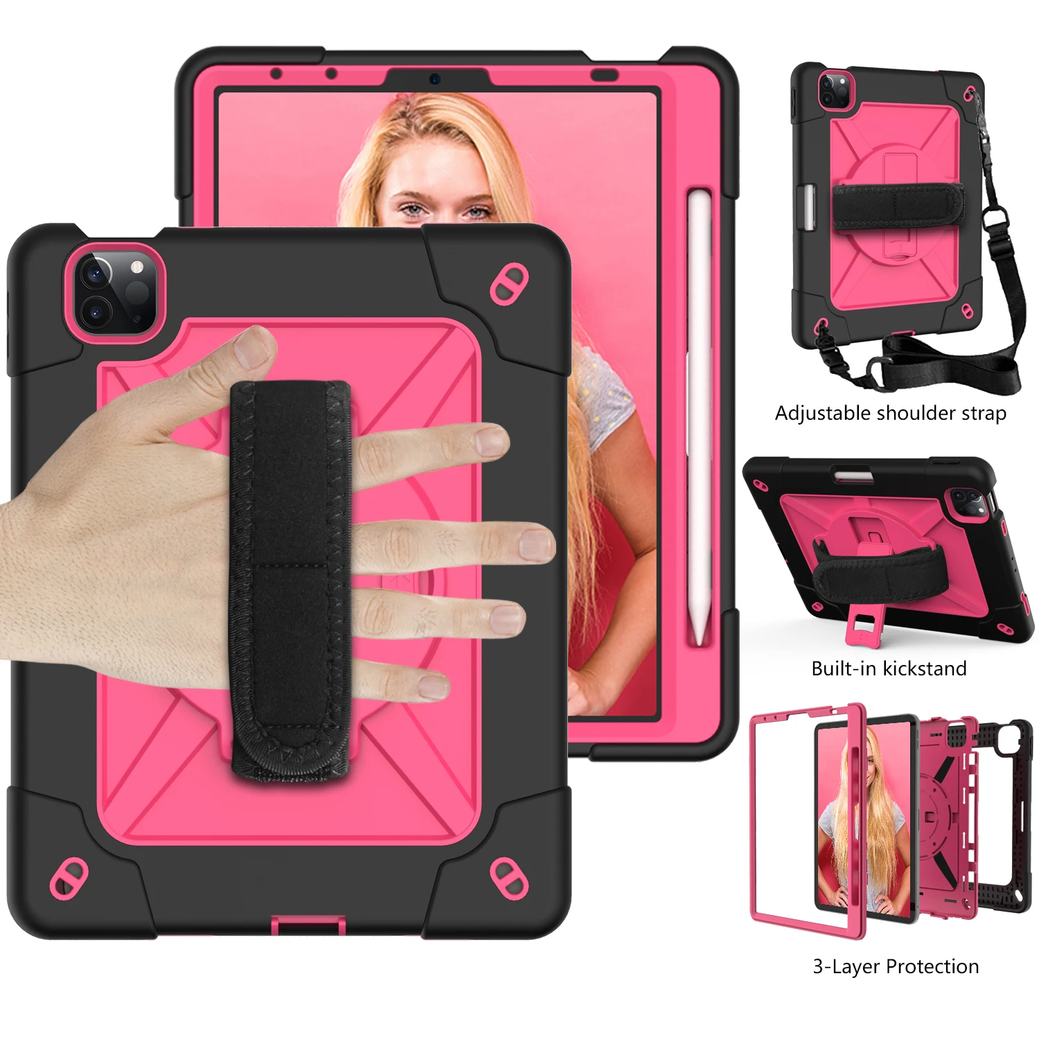 

Case for iPad Air 4,Slim Heavy Duty Shockproof Rugged Full Body Protective Case with Built-in Kickstand & Pencil Holder