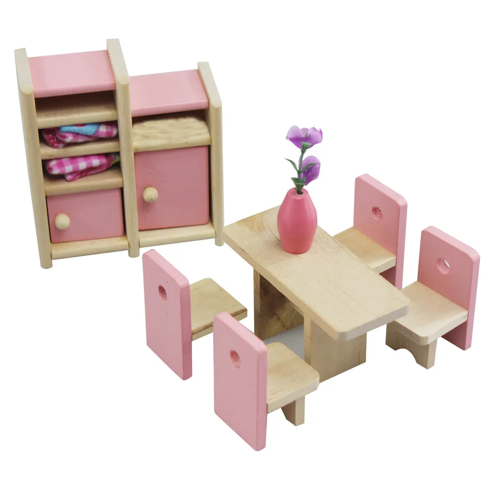 

Wooden Dollhouse Furniture Miniature Toy For Dolls Kids house Play toy boys girls gifts W3
