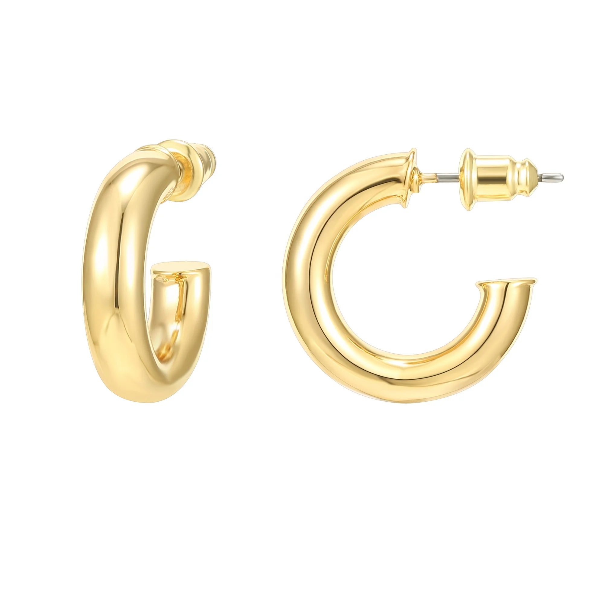 

2021 Fashion Jewellery 24k Dubai Gold Stud Huggie Jewelry Simple and Popular 14K 18K Gold Plated Open Chunky Hoop Earrings