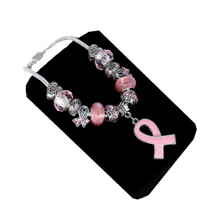 

100pcs 20x10mm Pink Ribbon Pendant Breast Cancer Awareness Charms Beads Dangle Pendant accessories