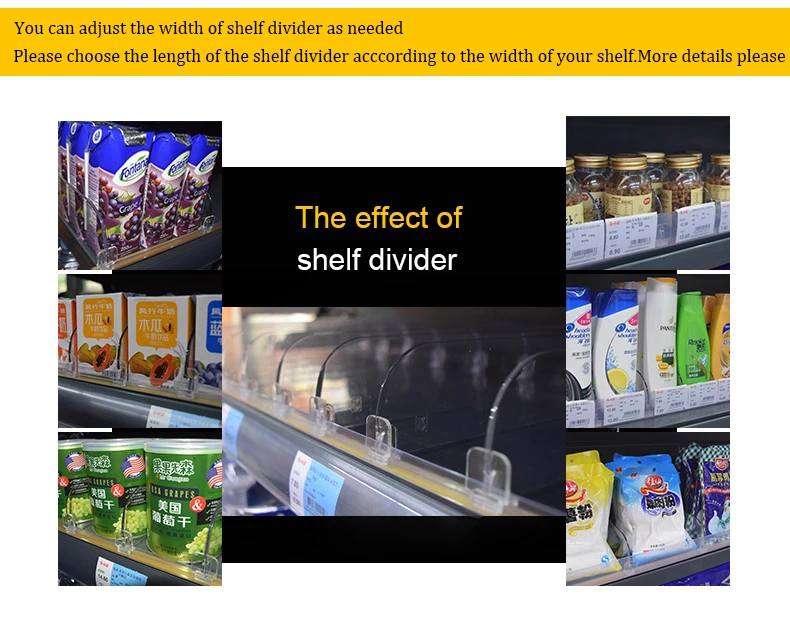 Retail Grocery Display Dividers Adjustable Supermarket Plastics Shelf