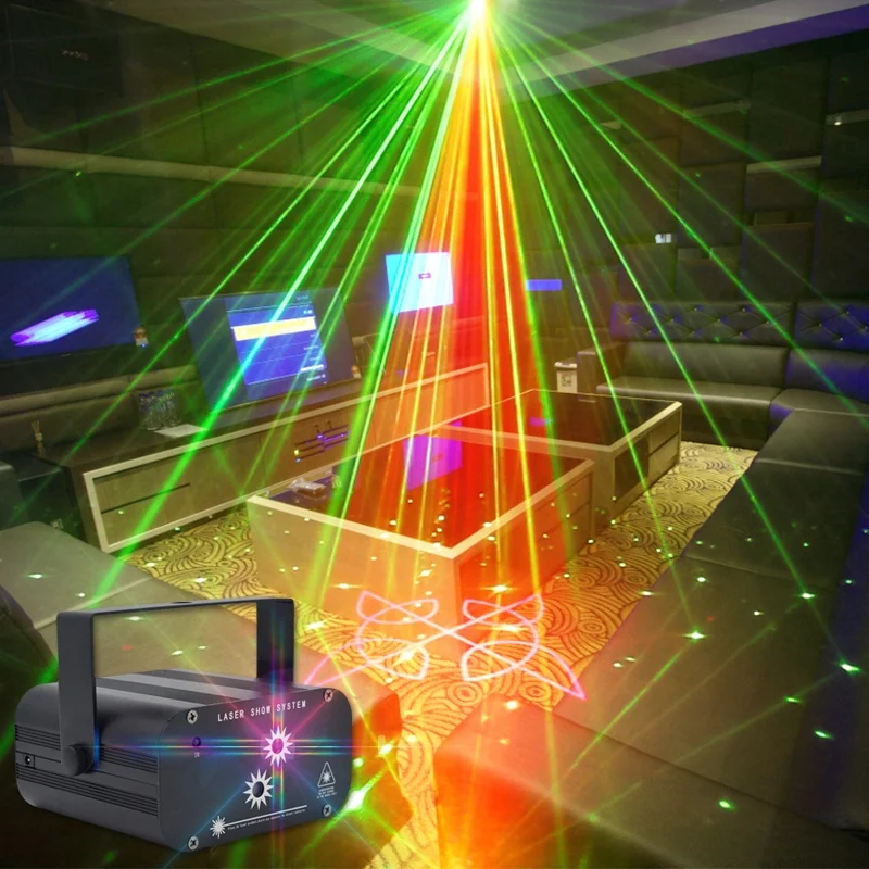 YSH 2 Holes 48 Patterns Laser dj strobe lightStage Light  Disco DJ Party Lights KTV Projector Colorfu Effect for Bar Club