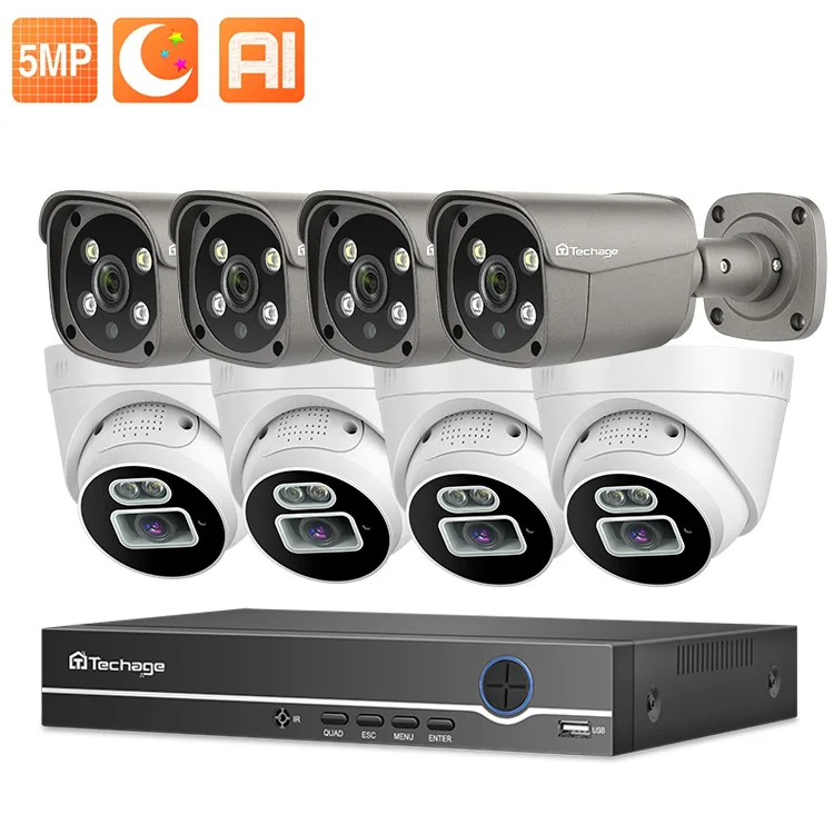 

XMeye 8CH 5MP Camera Kit 8 Channels Smart Poe Ip Bullet & Eyeball Camera Home System Security