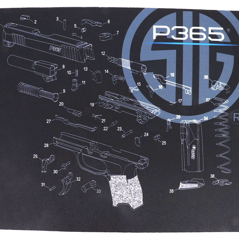 Sig Sauer P365 Shooting Accessories Tactical Gun Cleaning Mat With Parts Diagram And Instructions For Use Buy Gun Cleaning Mat Shooting Accessories Mat For Sig Sauer P365 Product On Alibaba Com