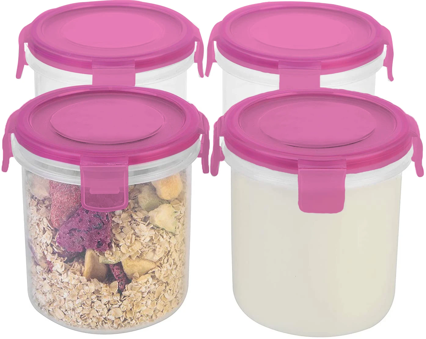 

Leak-Proof Locking Overnight Oats Jars with Lid BPA-Free Plastic Containers devise for Oatmeal Cereal Milk on the go