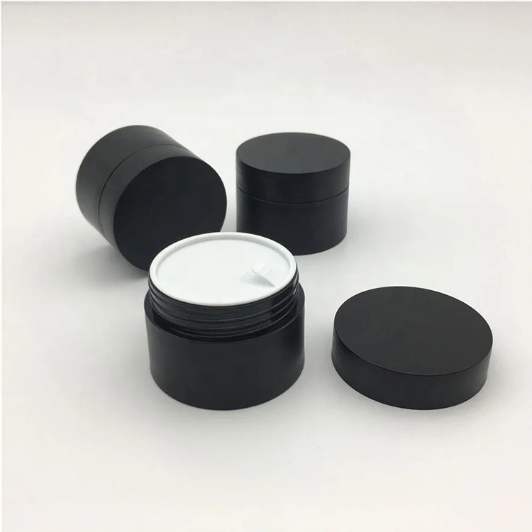 

Wholesale Eco 50ml 50g Empty Black Matt Pp Plastic Cosmetic Loose Powder Eye Face Cream Jar With Lid