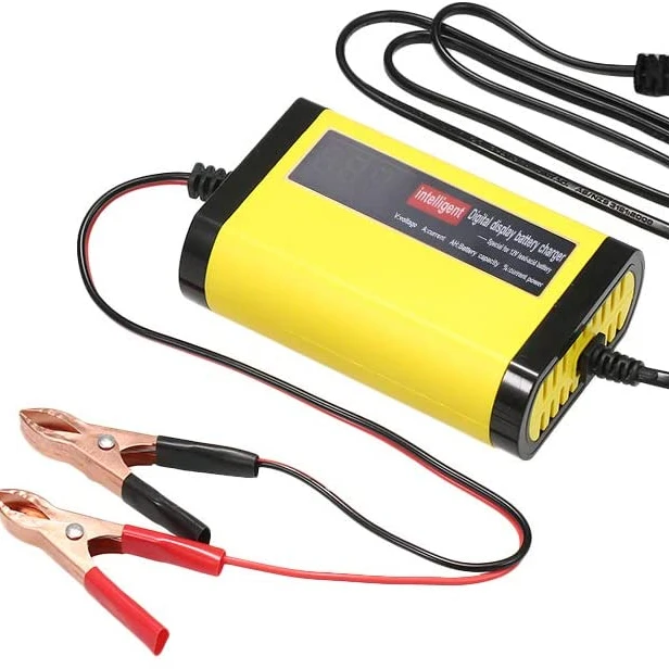 

30W Digital display Battery charger 12V 2A for car and motorcfor car and motorcycle batteries, lead acid, agm, gel, vrla, Yellow