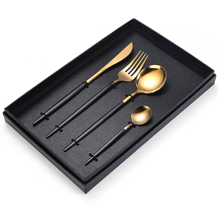 

Amazon hot sale high quality Fork Spoons Knife Tableware for Home Hotel Restaurant Stainless Steel Flatware Set 4-Piece