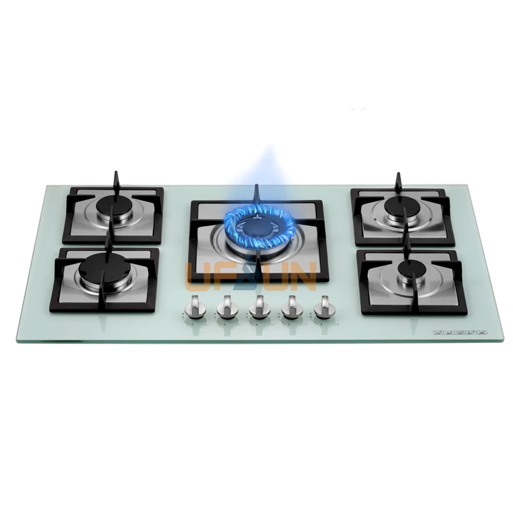 
China market easy cleaning 90cm 5 burners hotplate induction style Easy to operate 5 burner table top gas stove 