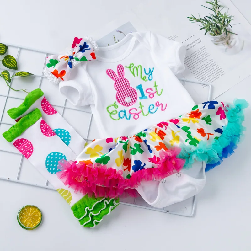 

Easter 2022 Children Bunny Romper Clothes Baby Girl Easter Dress Romper Outfit Kids, As picture