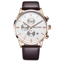 

chronograph luxury leather waterproof quartz oem brand hands wristwatches custom logo wrist watch men