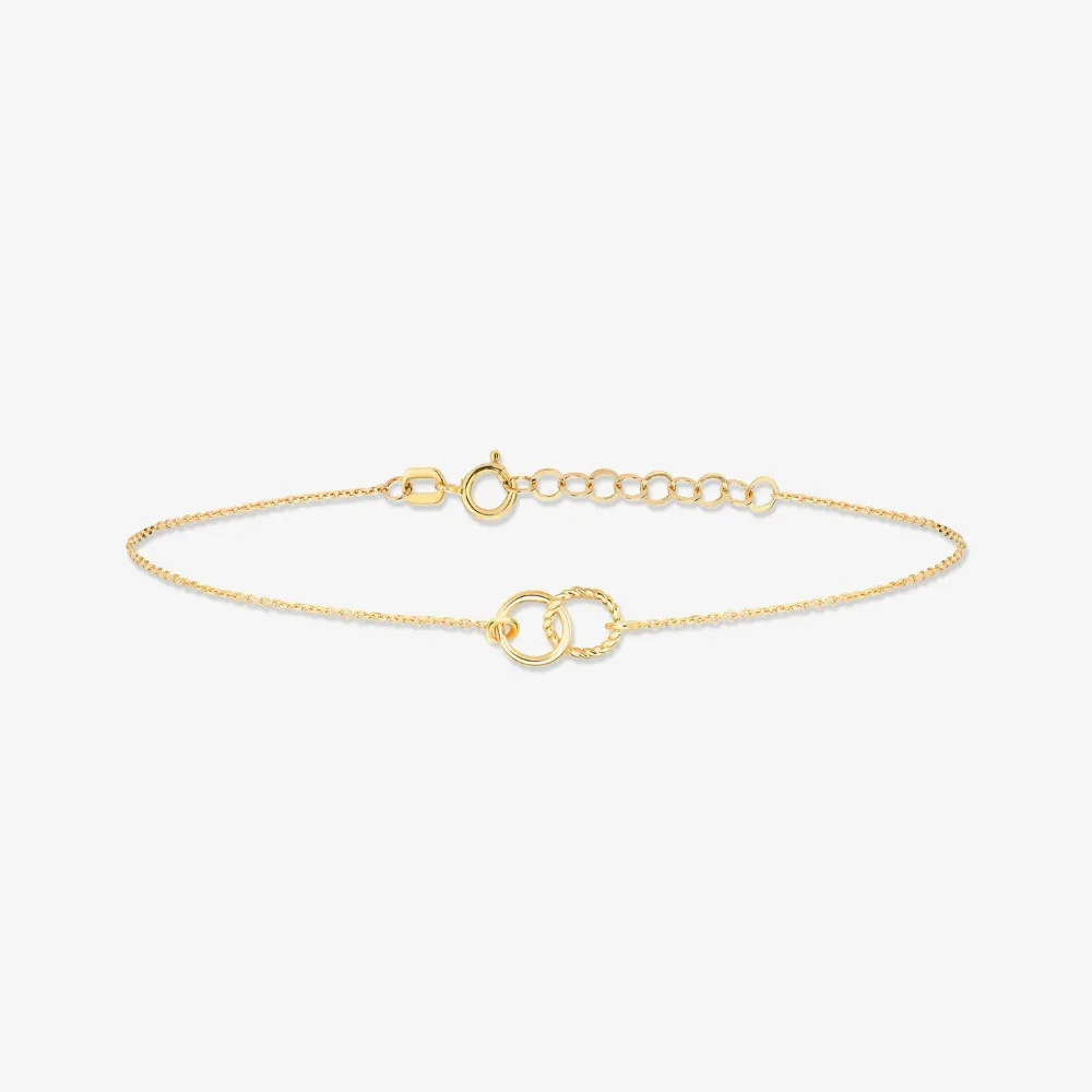 

fashion minimalist jewelry 925 sterling silver charm bracelet double round circles plain gold plated bracelets for women