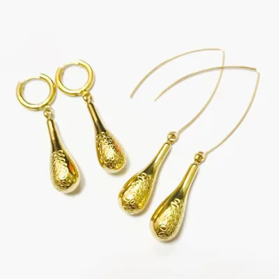 

Simple Trendy Design Stainless Steel Water Drop Dangle Earrings 18k Gold Plated Teardrop Earrings For Women Girls