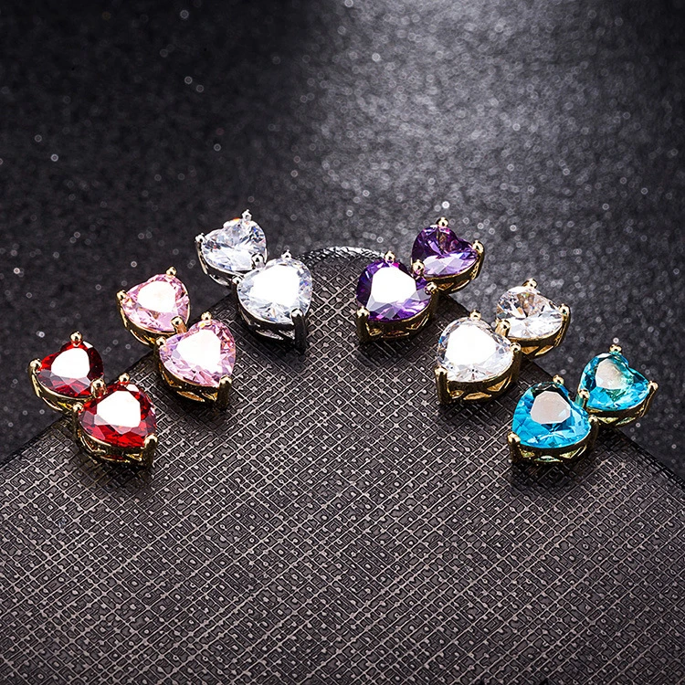 

Personality heart-shaped puncture navel ring double heart zircon navel nailing navel ring