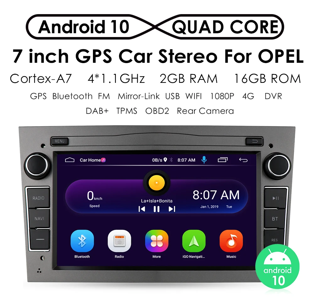 Auto GPS Navigation System For Opel/Vauxhall/Corsa/Vectra/Antara/Zafir Grey IAUCH Car GPS Navigation Double Din Bluetooth Car Stereo Radio with Sat Nav Bluetooth Support Mirror Link DVR and DAB 