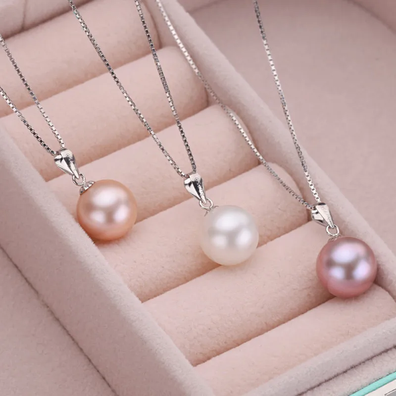 

Zhuji shanxiahu s925 pendant jewelry with 8-9mm AAAA round fresh water pearl