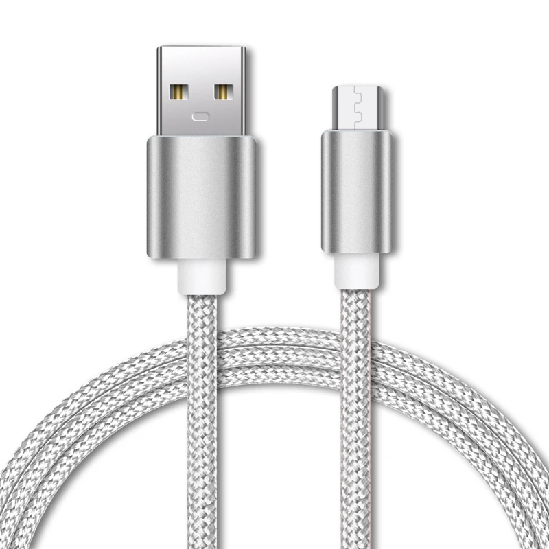 

Best Quality 1M CE Certification Fast Charger Nylon Braided Micro usb Data Cables for Android Smart Phone, Silver