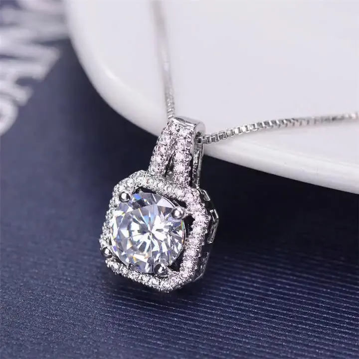 

2021 Korea Harajuku Classic Simple Box Chain Jewelry Square Diamond Rhinestone Crystal Zircon Clavicle Chain Necklace For Women