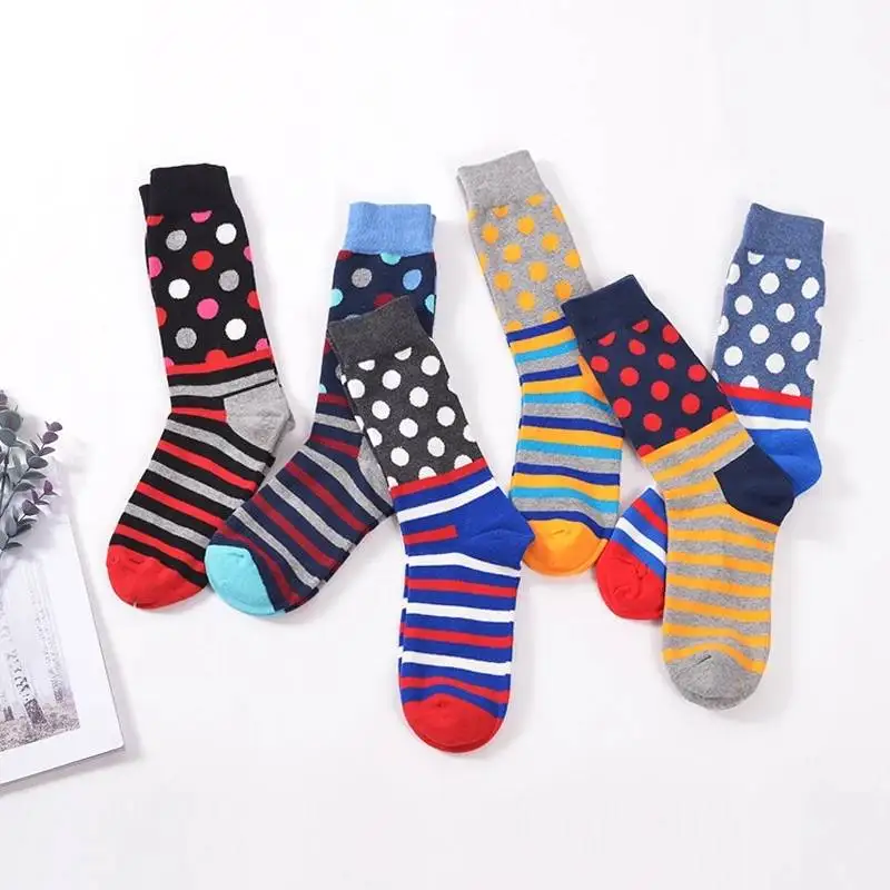 

19050 men pattern cotton dress crew socks for business men