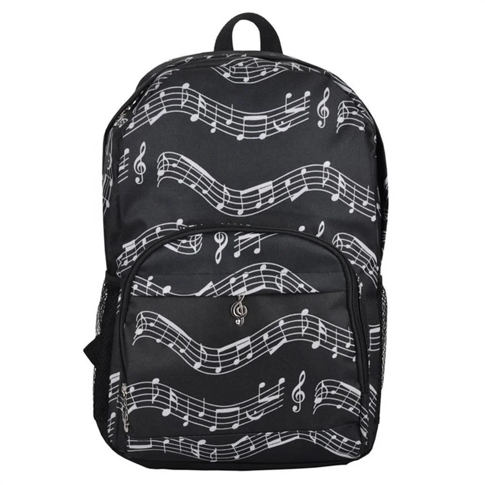 

Large Capacity Men Women Oxford Cloth Backpack Music Note Printed School Bag