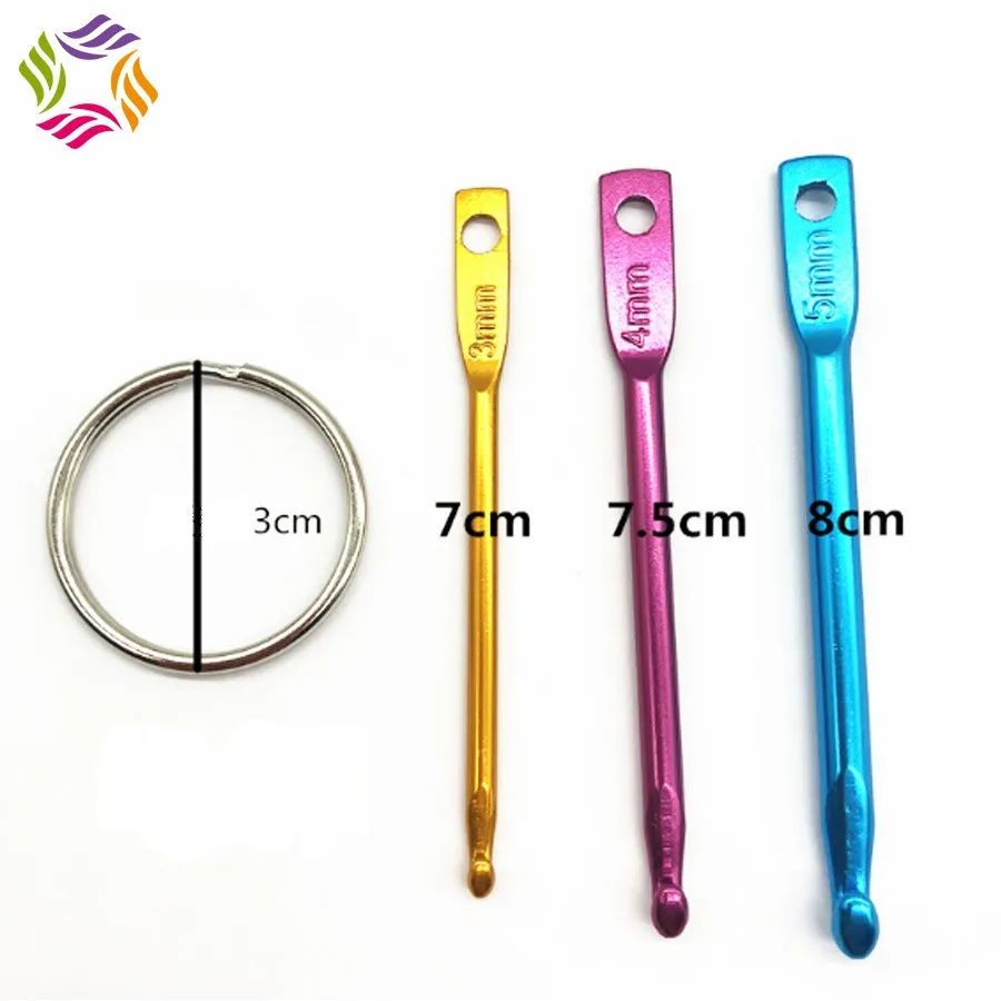 Wholesale 3pc/set Mini Crochet Hook Keychain Aluminum Crochet Hook Set