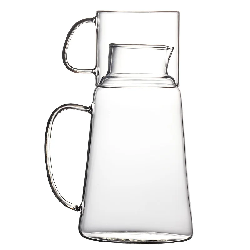 

Glass Pitcher Hot/Cold Water Jug Juice Beverage Carafe and Cup Premium Pitcher Set with Cup Colored Glass Water Jug for Party, Transparent