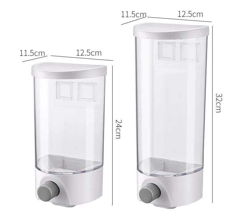 

New design hot selling 1500ML wall mounted plastic dry food storage container with lid cereal dispenser cereal storage box, Transparent