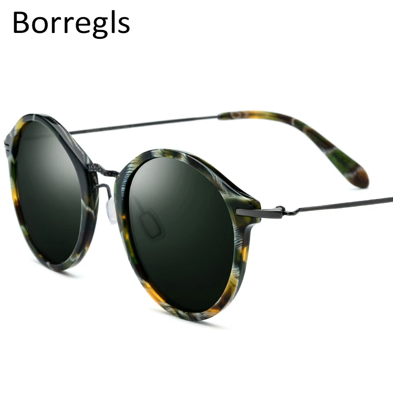 

Borregls Elastic B Titanium Polarized Sunglasses Women Vintage Round Sun Glasses for Men Retro Acetate Sunglass T852