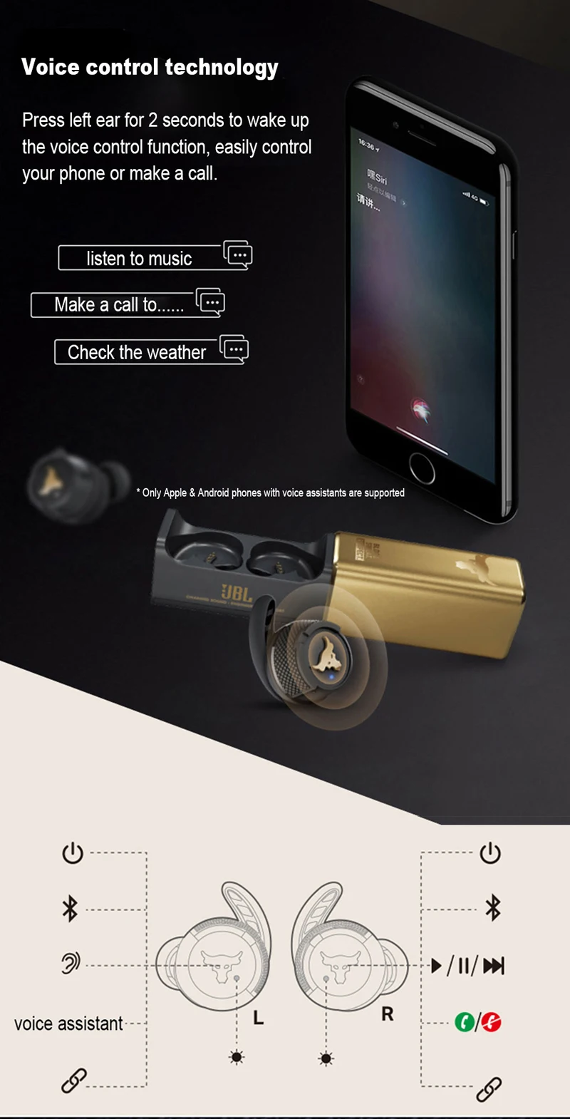 orignal JBL UA FLASH PROJECT ROCK True Wireless Earphone Bluetooth Sport Earbuds Waterproof Headphone Handsfree Call with Mic - ANKUX.COM