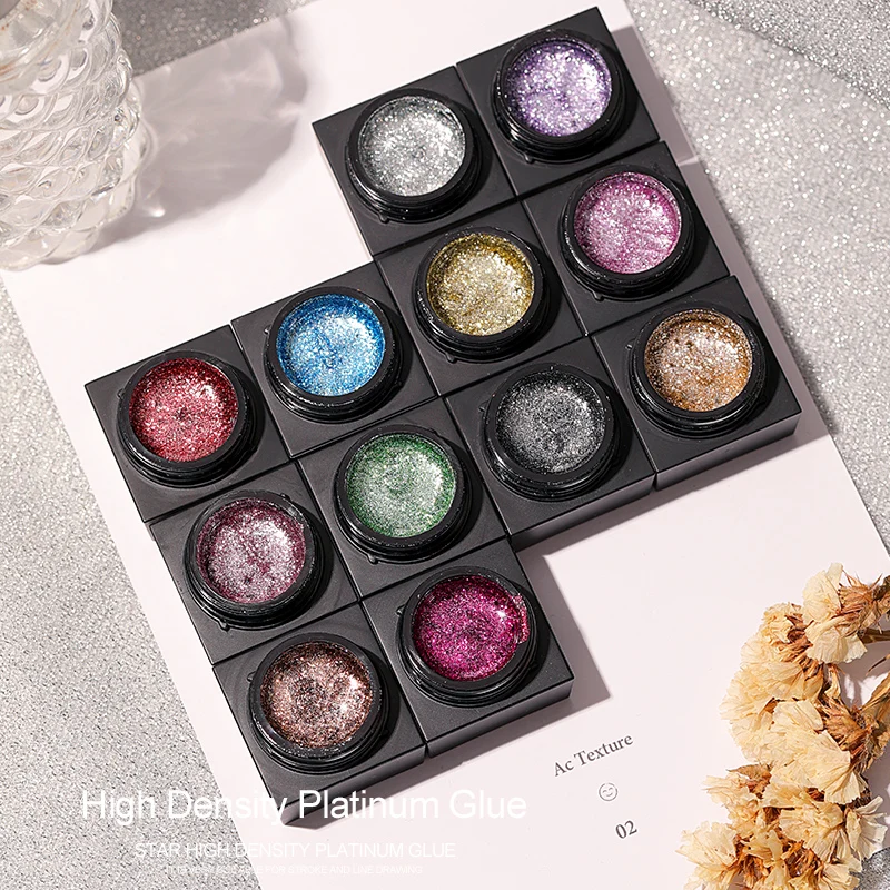 

Trendy Korean Platinum Super Shining Glitter Dense Nail Art Gel Polish OEM ODM