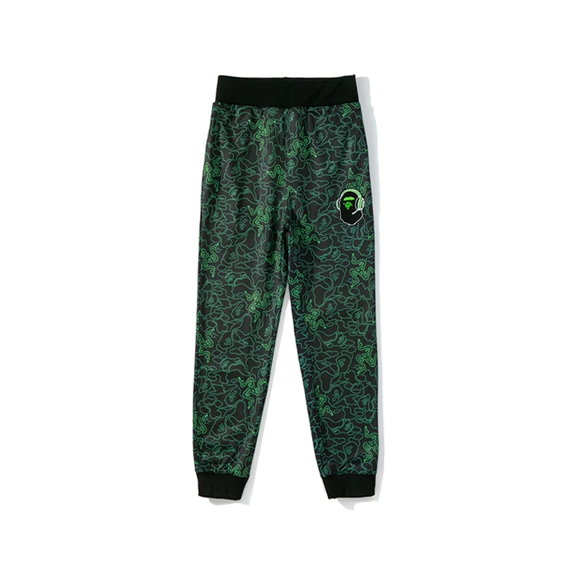 

New BAPE RAZER joint e-sports camouflage green men's high street leisure sports pants wholesale customization