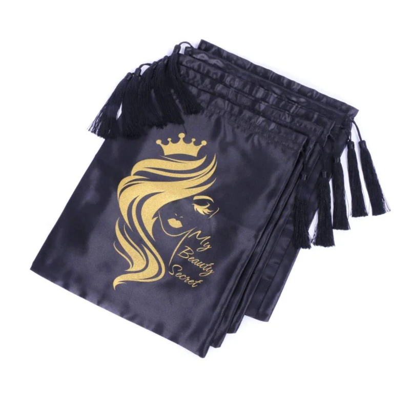 

Satin Bags for Hair Extensions Bundles Wigs Soft Silk Pouches Hair Extensions Storage Bags Pouches With Drawstring, Hair extensions wig storage bags